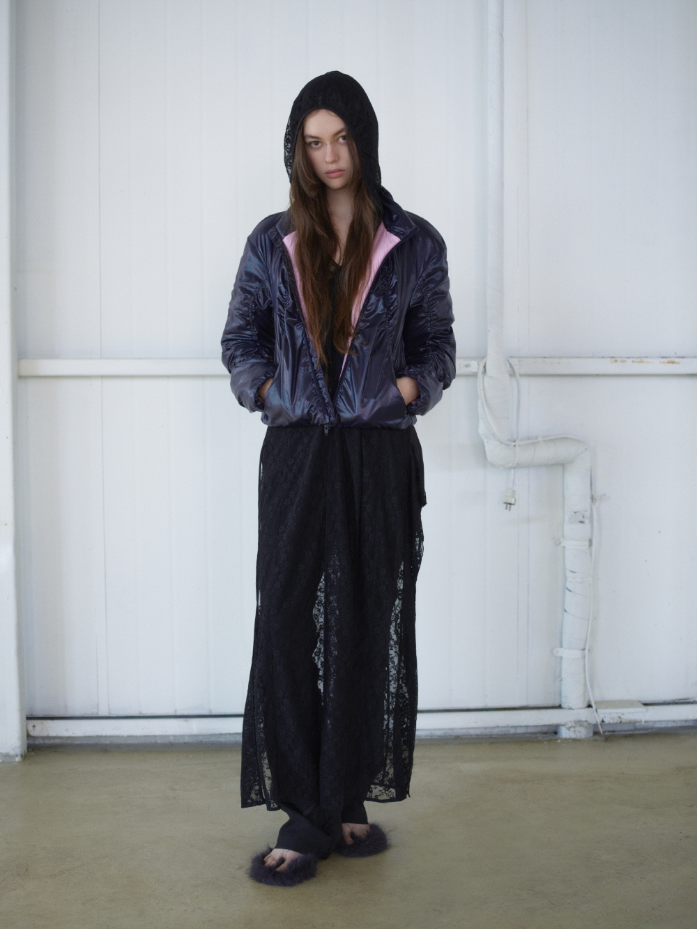 韓国商品/ANGGAE Lace Hooded Layering Dress MUSINSA | ANGGAE Lace Hooded Layering Dress Black